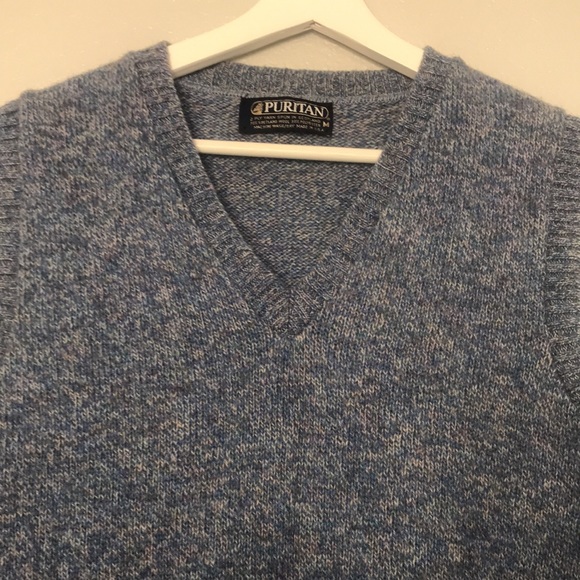 Wool Blend V Neck Sweater Vest Size Medium Blue Multicolor - Picture 7 of 12